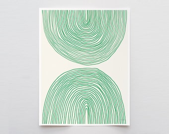 Striped Green Circles Art Print - Signed and Printed by Jorey Hurley - Framed or Unframed - 160214