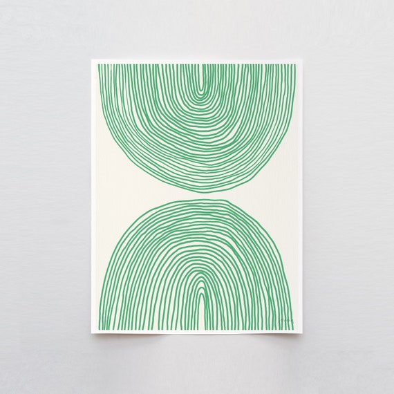 Striped Green Circles Art Print - Signed and Printed by Jorey Hurley - Framed or Unframed - 160214