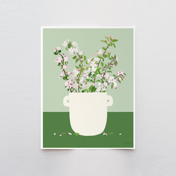 Apple Blossoms in a Vase Art Print - Signed and Printed by Jorey Hurley - Unframed or Framed - 201206