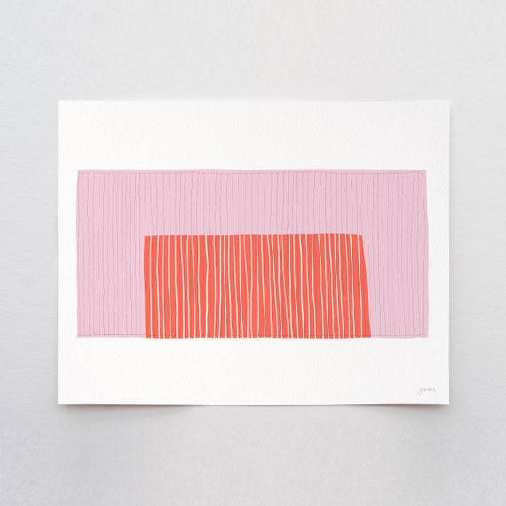 Coral on Pink Abstract Art Print - Signed and Printed by Jorey Hurley  - Unframed or Framed- 190402