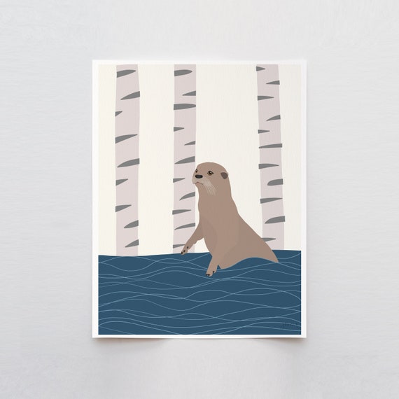 River Otter Art Print - Signed and Printed by Jorey Hurley - Unframed or Framed - 170323