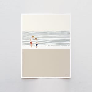 Brothers on the Beach, coastal wall art, signed print by Jorey Hurley