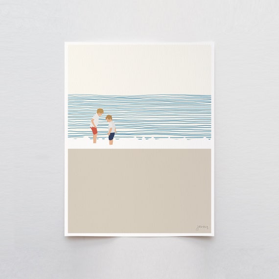 Brothers on the Beach Art Print - Signed and Printed by Jorey Hurley - Unframed or Framed - 140619