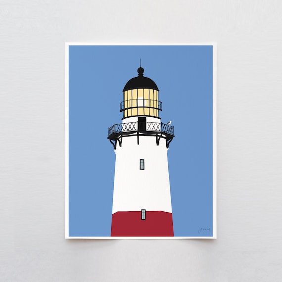 Montauk Point Lighthouse Art Print - Signed and Printed by Jorey Hurley - Unframed or Framed - 250824