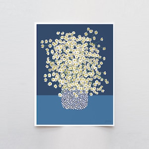 Chamomile Flower Still Life Art Print - Signed and Printed by Jorey Hurley - Framed or Unframed - Botanical Home Decor - 230304