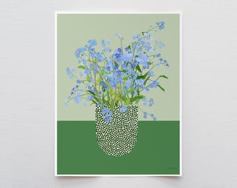 Forget Me Not Art Print - Signed by Jorey Hurley - Floral Wall Decor - 240428