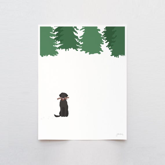 Black Lab Winter Art Print - Signed and Printed by Jorey Hurley - Unframed or Framed - 230128
