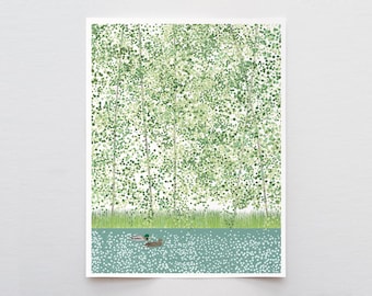 Two Ducks on a Lake Art Print - Signed by Jorey Hurley - 210715