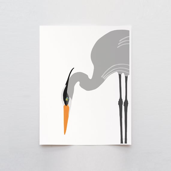 Great Blue Heron Fishing Art Print - Signed and Printed by Jorey Hurley - Unframed or Framed - 250411