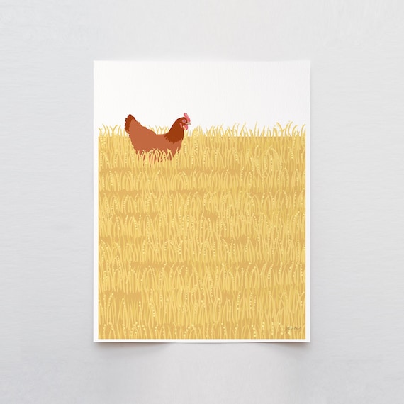 Chicken Art Print - Signed and Printed by Jorey Hurley - Framed or Unframed - 130109