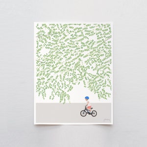 Boy Riding a Bike Art Print - Signed and Printed by Jorey Hurley - Unframed or Framed - 230520