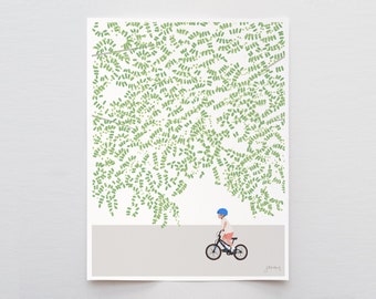 Boy Riding a Bike Art Print - Signed and Printed by Jorey Hurley - Unframed or Framed - 230520