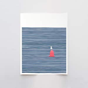 Möwe auf roter Boje, Küstenwandbild, signierter Druck von Jorey Hurley