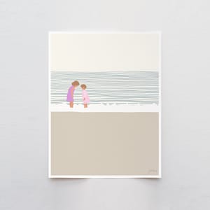 Sisters on the Beach Art Print - Signed and Printed by Jorey Hurley - Unframed or Framed - 140619