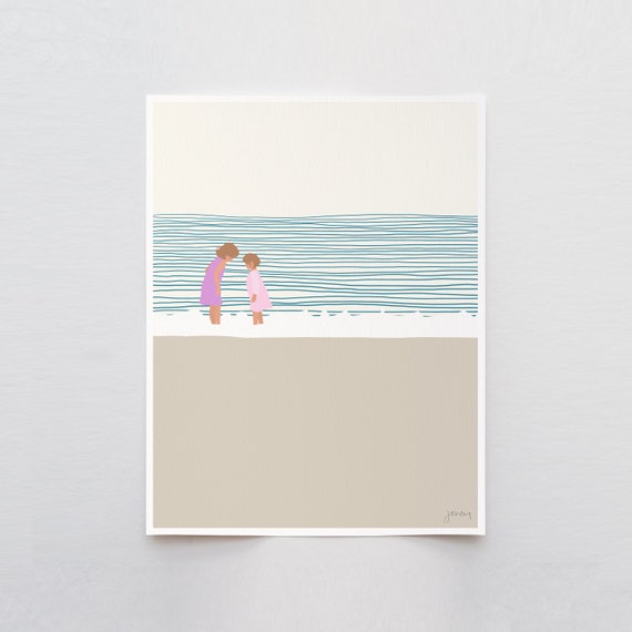 Sisters on the Beach Art Print - Signed and Printed by Jorey Hurley - Unframed or Framed - 140619