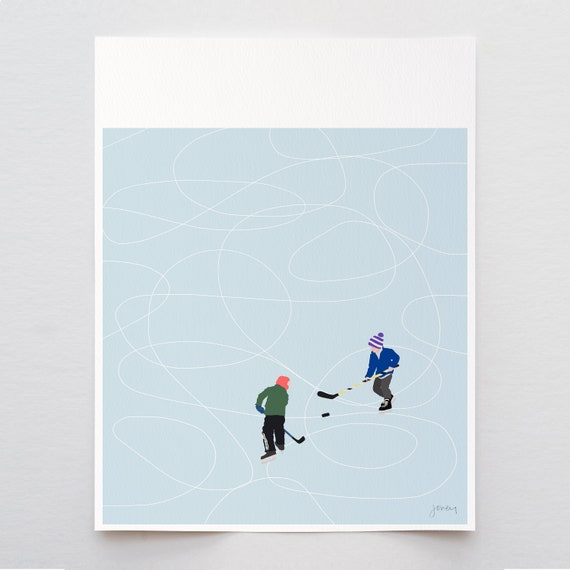 Pond Hockey Art Print - Signed and Printed by the Artist - Framed or Unframed - 230224