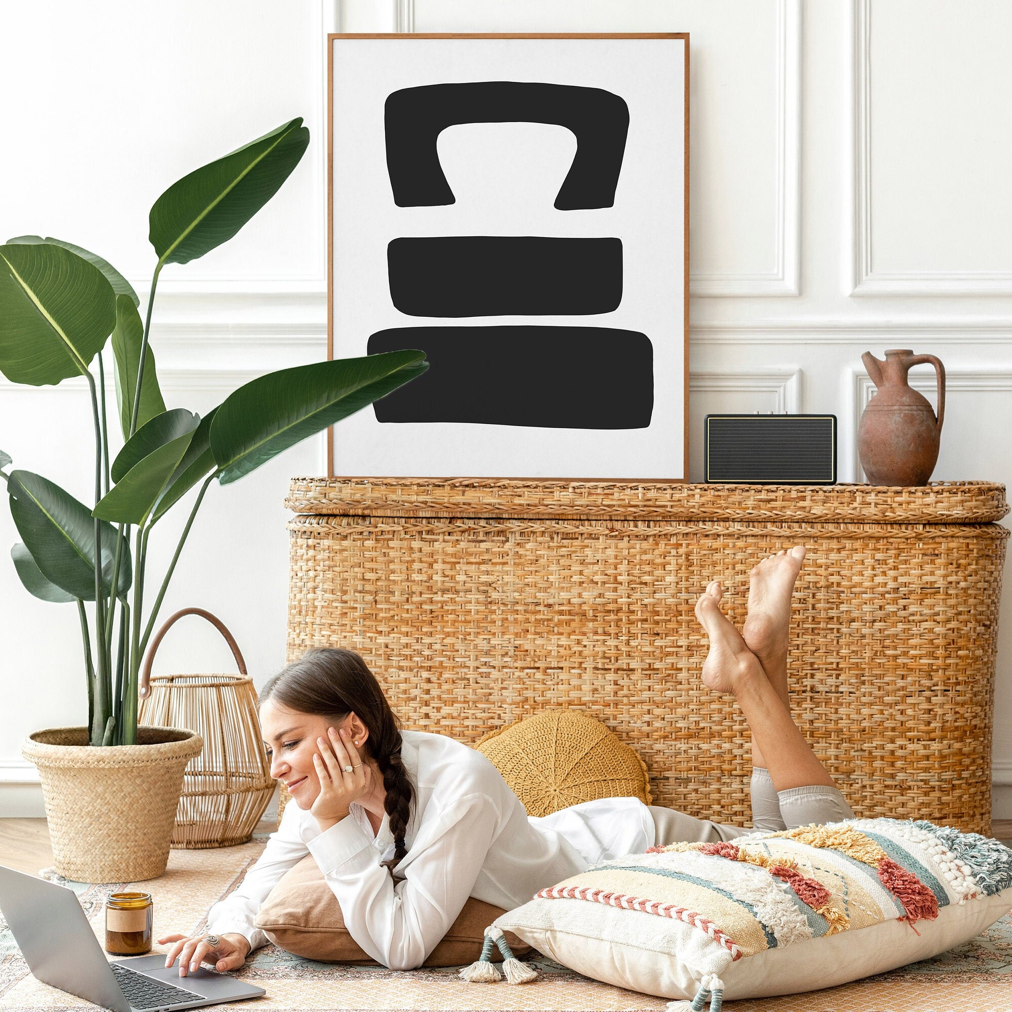 Black and White Abstract Art Print Signed and Printed by the Artist