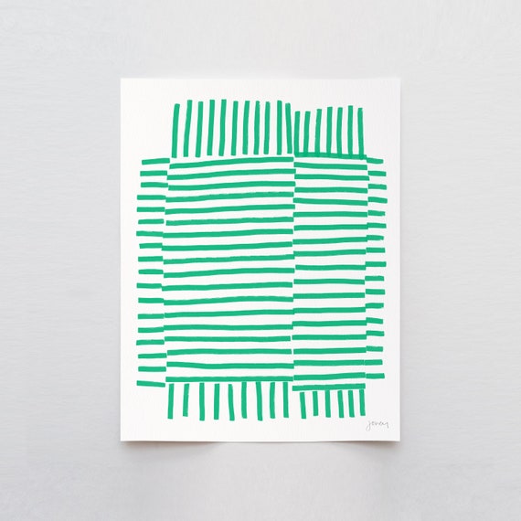 Striped Green Abstract Art Print - Signed and Printed by Jorey Hurley - Unframed or Framed - 181113