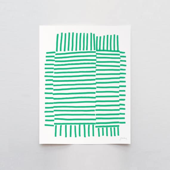 Striped Green Abstract Art Print - Signed and Printed by Jorey Hurley - Unframed or Framed - 181113