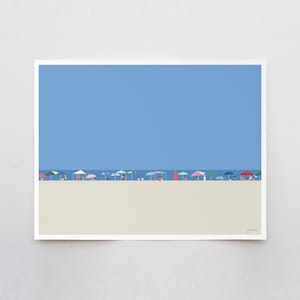Beach Umbrellas Art Print - Signed and Printed by Jorey Hurley - Unframed or Framed - 210918