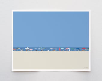 Beach Umbrellas Art Print - Signed and Printed by Jorey Hurley - Unframed or Framed - 210918