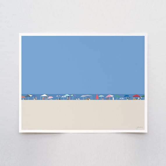 Beach Umbrellas Art Print - Signed and Printed by Jorey Hurley - Unframed or Framed - 210918
