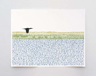 Cormorant over Wetlands Art Print - Signed and Printed by Jorey Hurley - Unframed or Framed - 210801