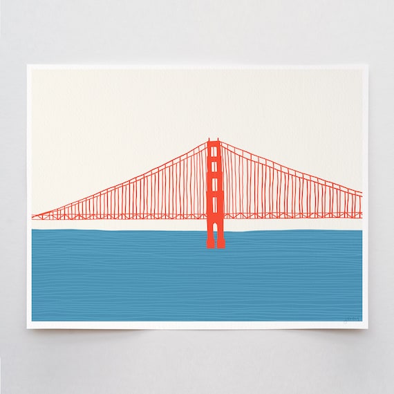 Golden Gate Bridge Art Print - Left - Signed and Printed by Jorey Hurley - Unframed or Framed - 150323