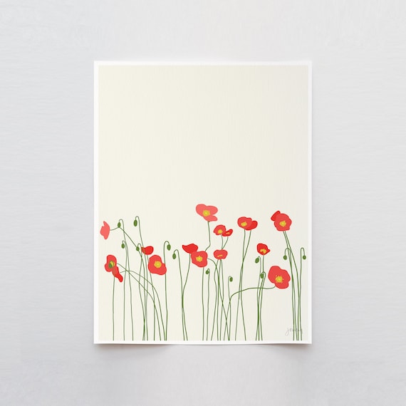 Icelandic Poppies Art Print - Signed and Printed by Jorey Hurley - Unframed or Framed - 130416