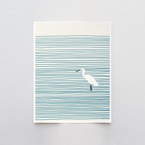 Snowy Reiher gestreift Wasser Kunstdruck - signiert und gedruckt von Jorey Hurley - ungerahmt oder gerahmt - 131117