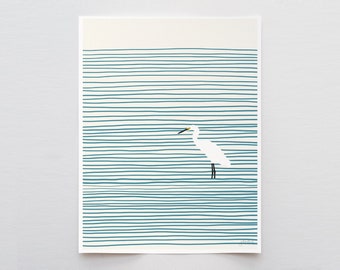 Snowy Egret Art Print - Signed and Printed by Jorey Hurley - Unframed or Framed - 131117