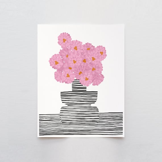 Dahlias Abstract Art Print - Signed and Printed by Jorey Hurley - Unframed or Framed - 211017