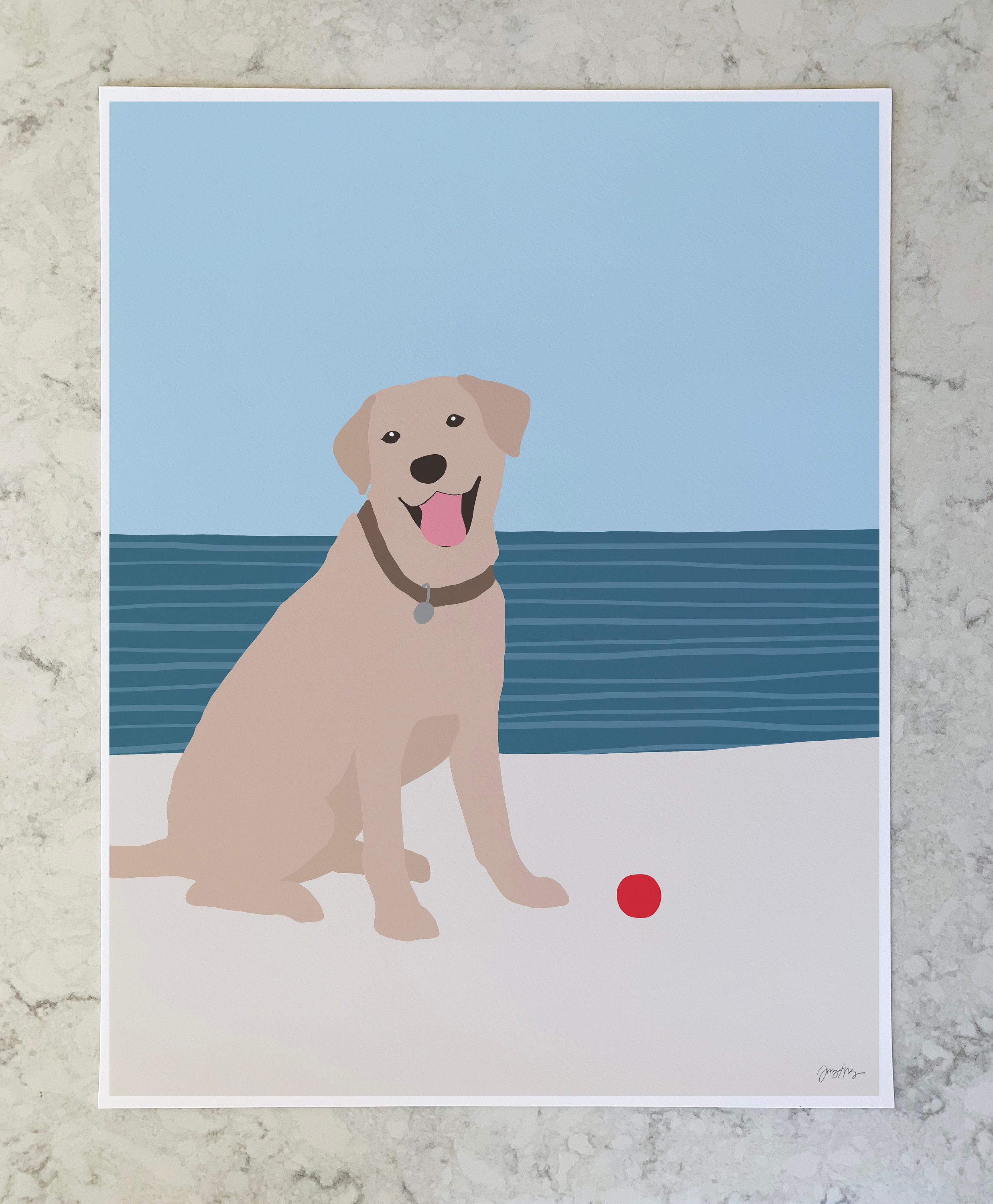 Dog at Beach Art Print. Framed or Unframed. Multiple Sizes Etsy