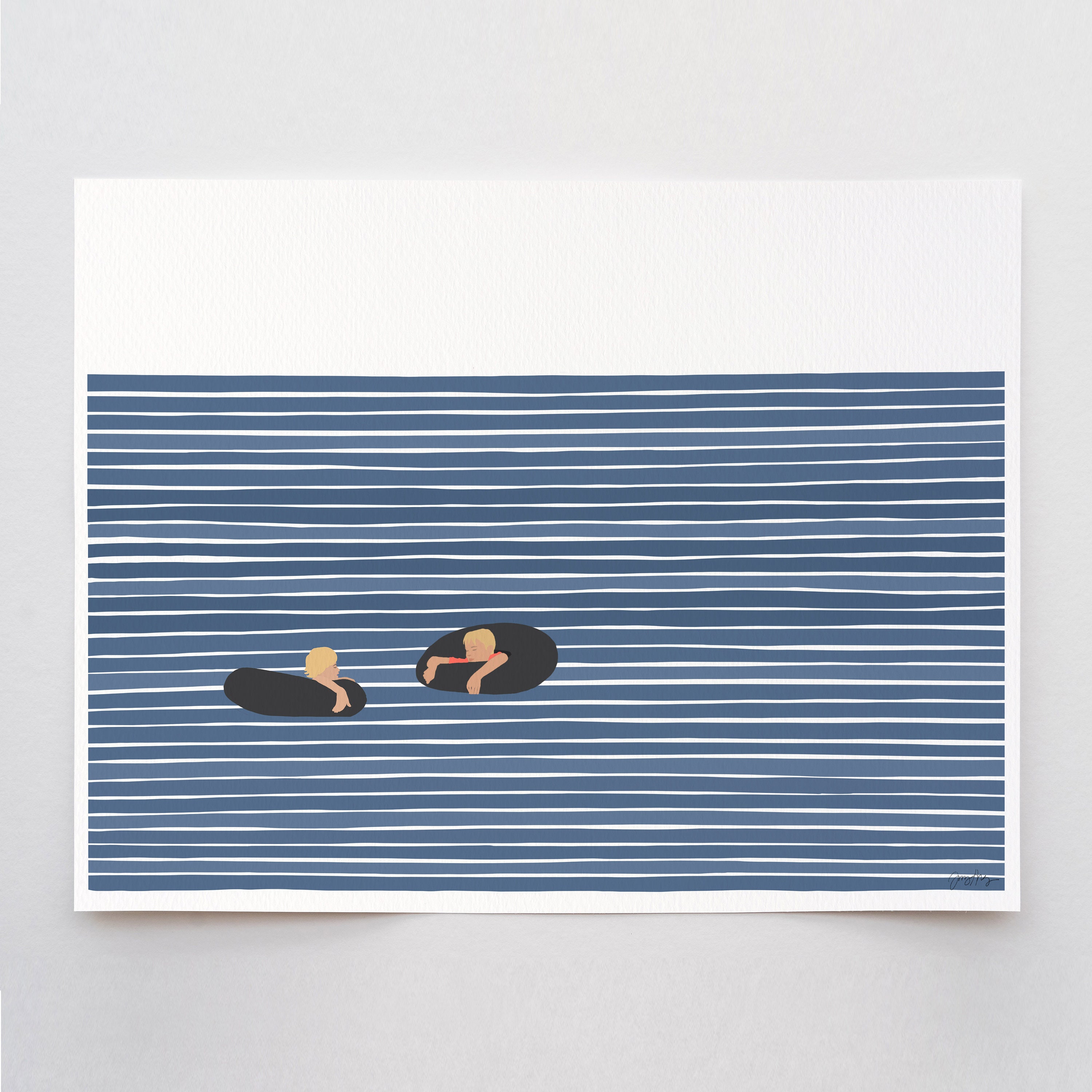 Boys in Inner Tubes Art Print Signed and Printed by the Artist Framed or Unframed 220917