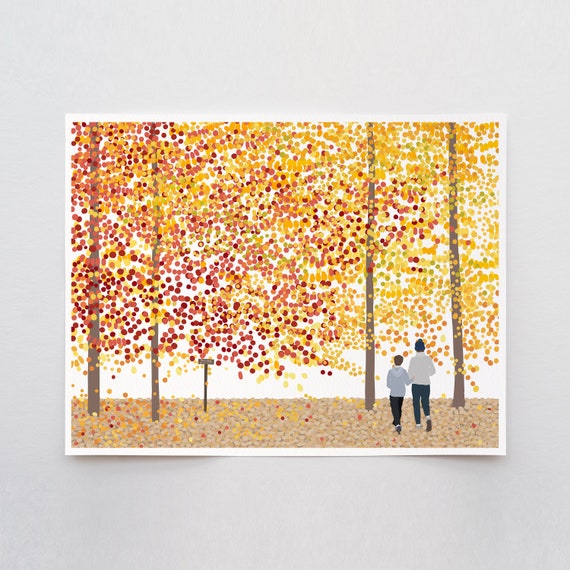 Fall Foliage Hike Art Print - Signed and Printed by Jorey Hurley - Unframed or Framed - 211205