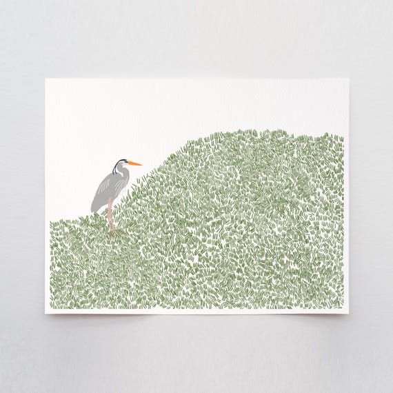 Heron on a Hill Art Print - Signed and Printed by Jorey Hurley - 251012