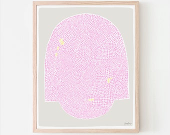 Art Print with Abstract Pink Dots. Signed. Available Framed or Unframed. 190926.