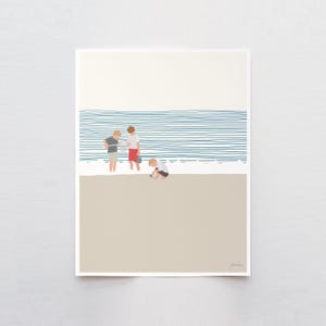 Three Brothers on Beach, coastal wall art, signed print by Jorey Hurley