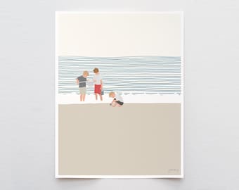 Three Brothers on the Beach Art Print - Signed by Jorey Hurley - 140619