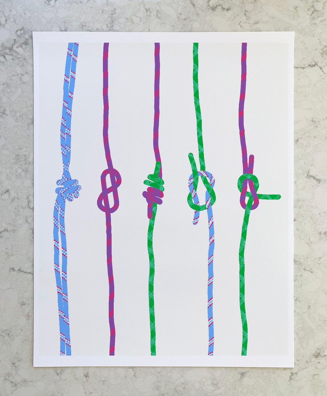 Fine Art Print. Rock Climbing Ropes with Knots. March 6 Etsy