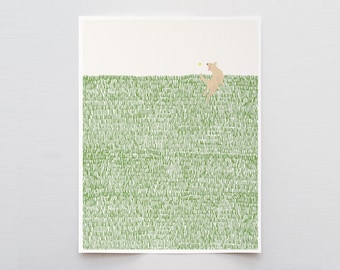 Golden Retriever in the Grass Art Print - Signed and Printed by Jorey Hurley - Unframed or Framed - 140715