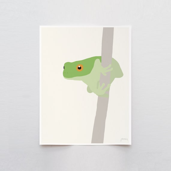 Green Tree Frog Art Print - Signed and Printed by Jorey Hurley - Unframed or Framed - 130703