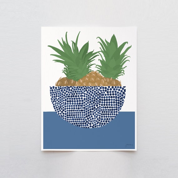 Bowl of Pineapples Art Print - Signed and Printed by Jorey Hurley - Unframed or Framed - 230401