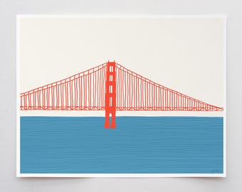 Golden Gate Bridge, San Francisco wall art, signed print by Jorey Hurley, Marin Side