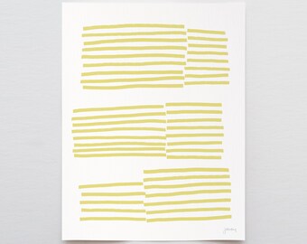 Mustard Stripes Abstract Art Print - Signed and Printed by the Artist - Framed or Unframed - 181114