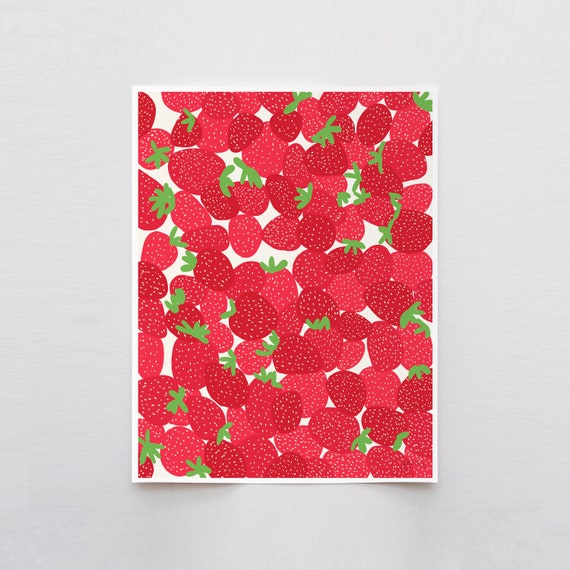 Bunch of Strawberries Art Print - Signed and Printed by Jorey Hurley - Unframed or Framed - 110728