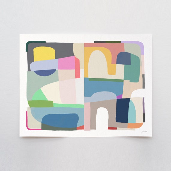 Interlocking Colors Modern Art Print - Signed and Printed by Jorey Hurley - Unframed or Framed - 180405