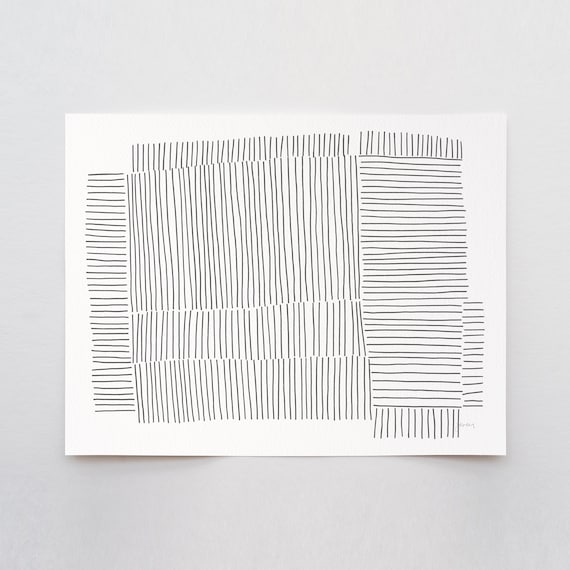 Lined Black and White Abstract Art Print - Signed and Printed by Jorey Hurley - Unframed or Framed - 181021