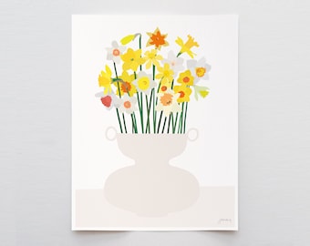 Vase of Daffodils Art Print - Signed and Printed by Jorey Hurley - Unframed or Framed - 200816