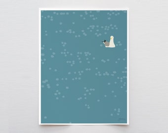 Seagull in Sparkling Water Art Print - Signed and Printed by Jorey Hurley - Unframed or Framed - 140724